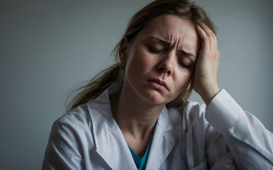 tired woman holding her head