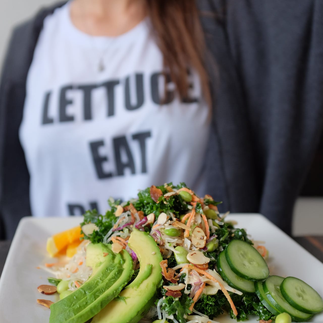 woman eating healthy salad
