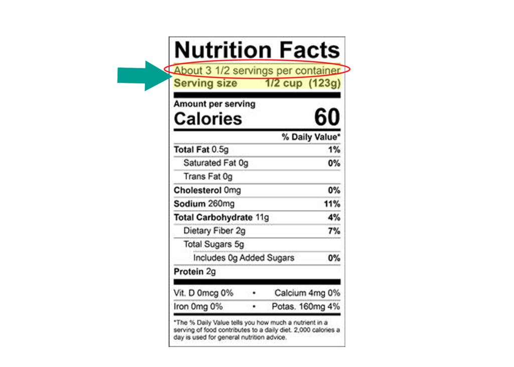 can of corn nutrition label serving size