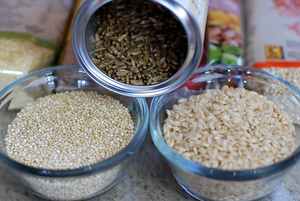 grains brown rice quinoa freekeh