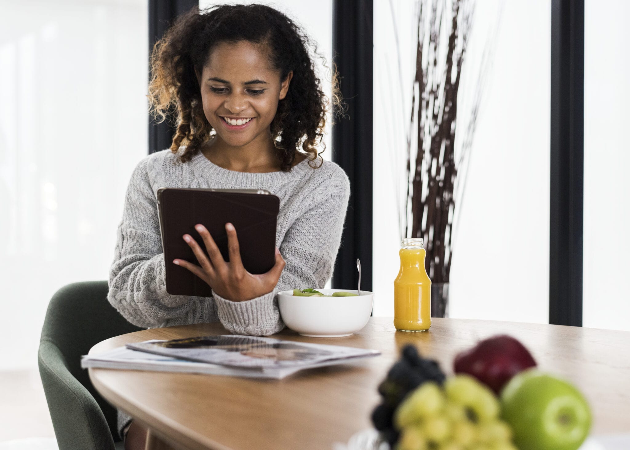 Healthy Lifestyle Woman Using A Tablet