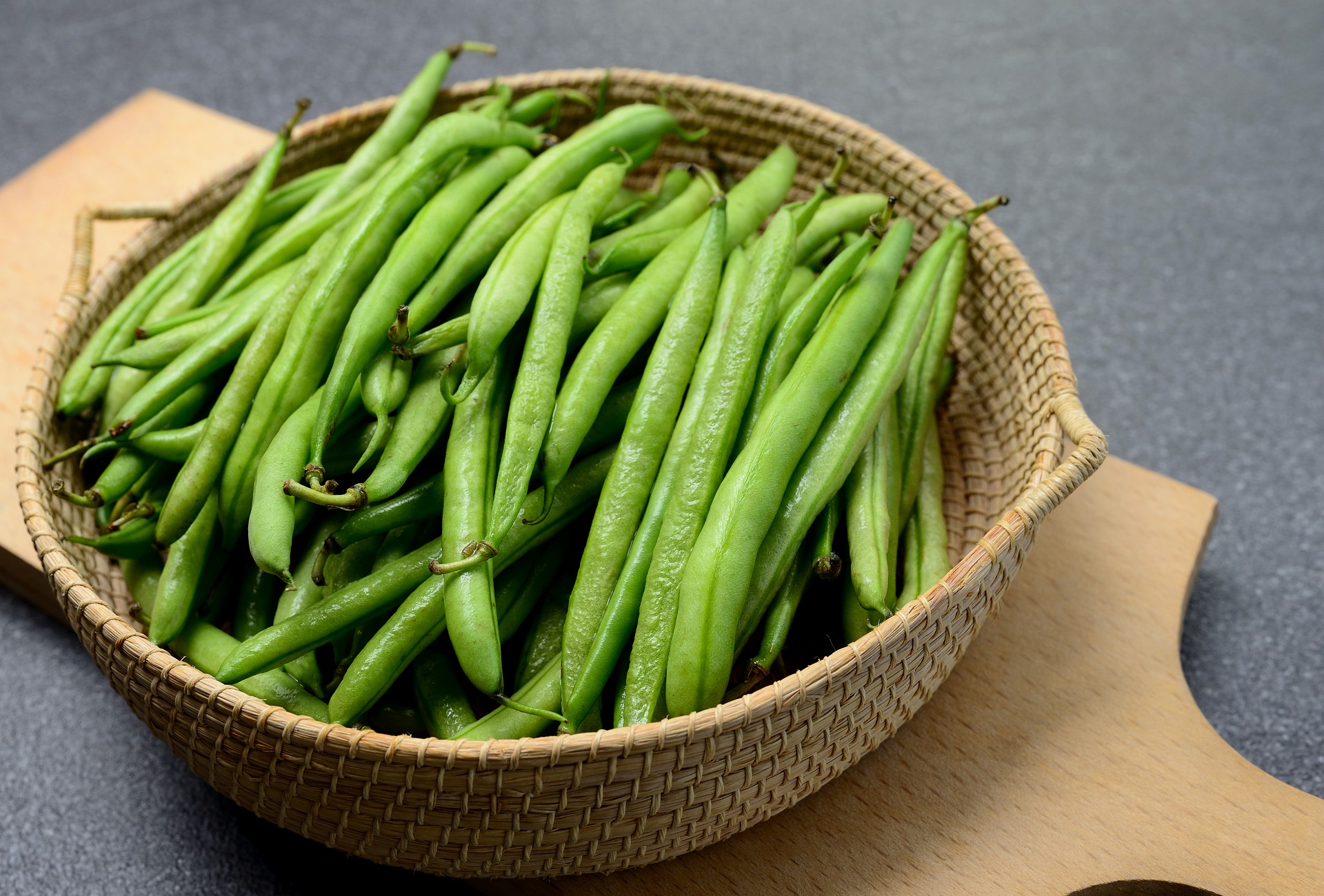 green beans from garden in basket