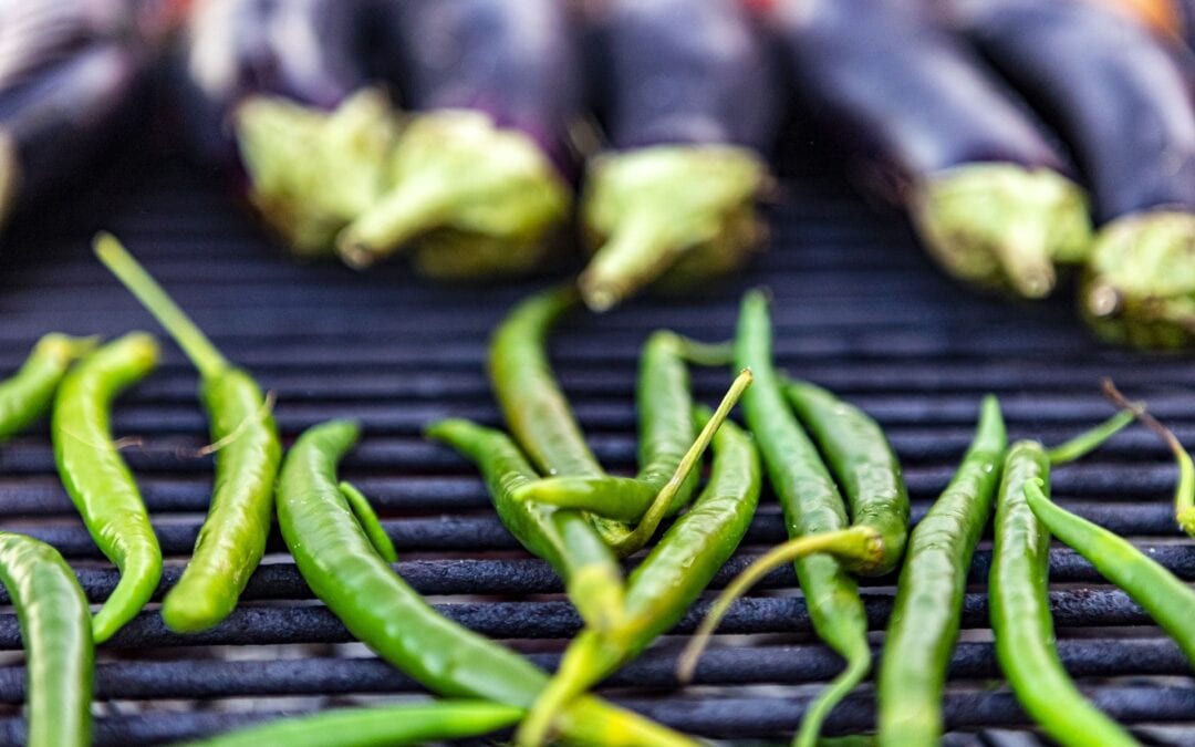 grilled pepper eggplants