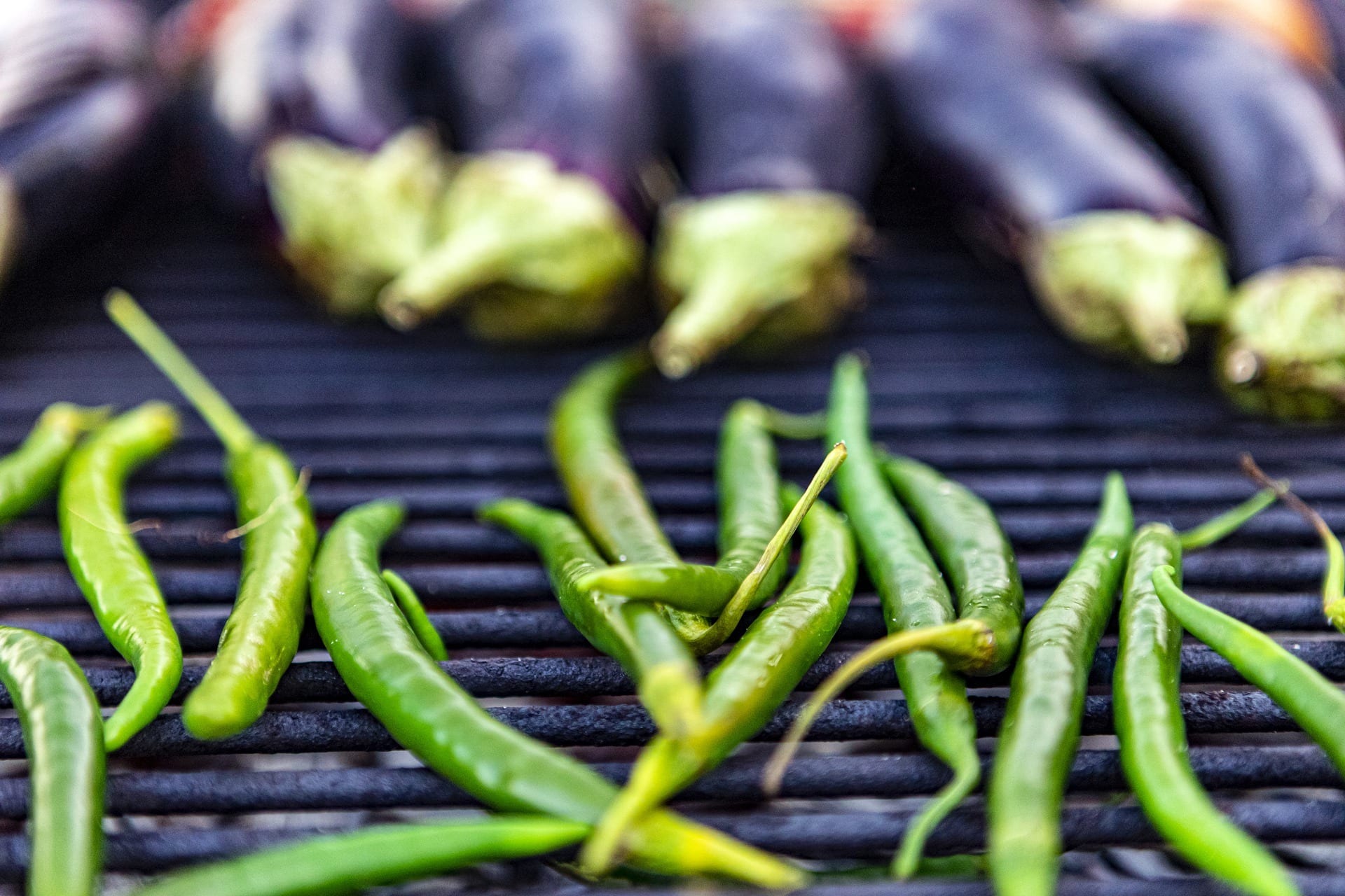grilled pepper eggplants