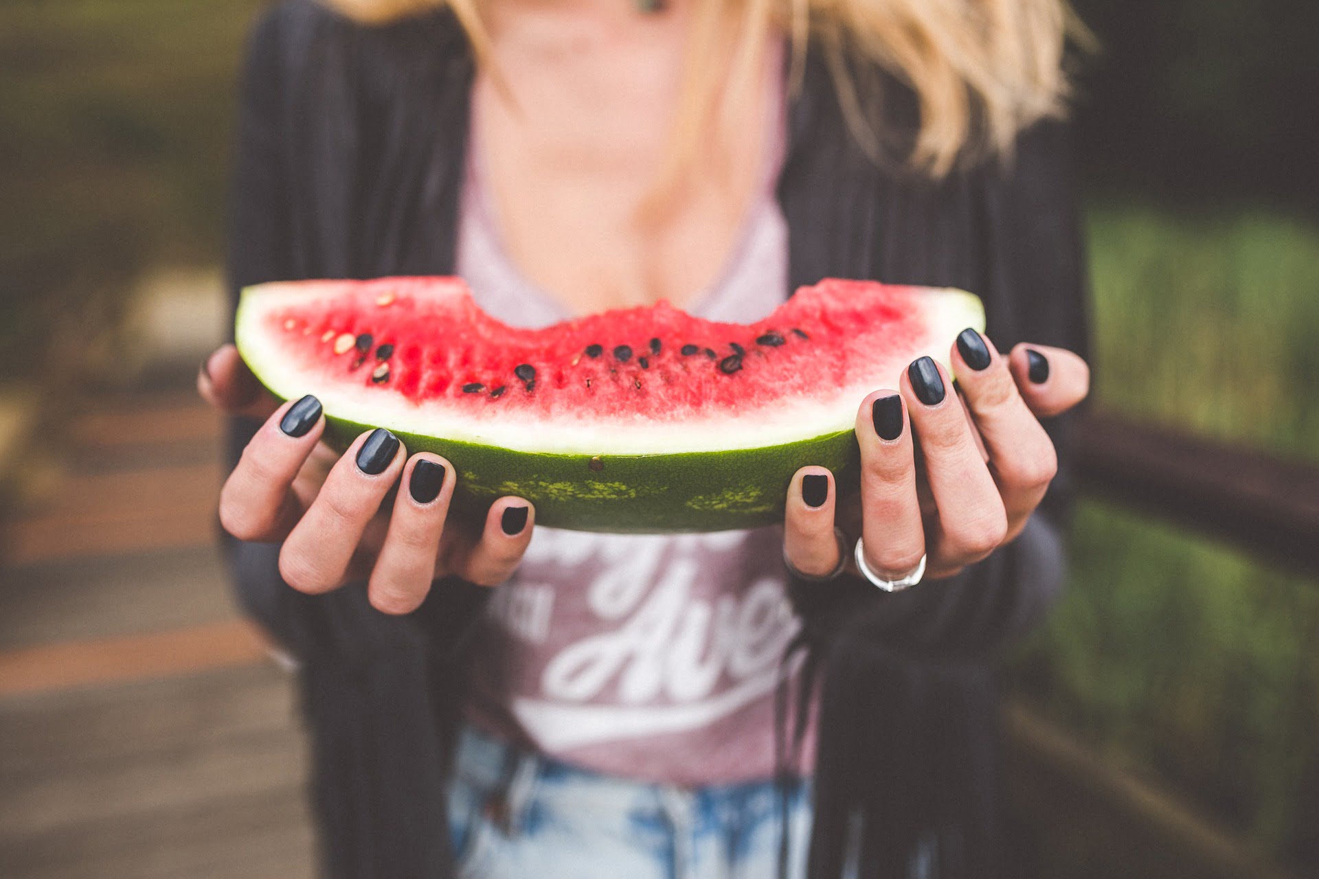 woman holding watermelon summer food fruit