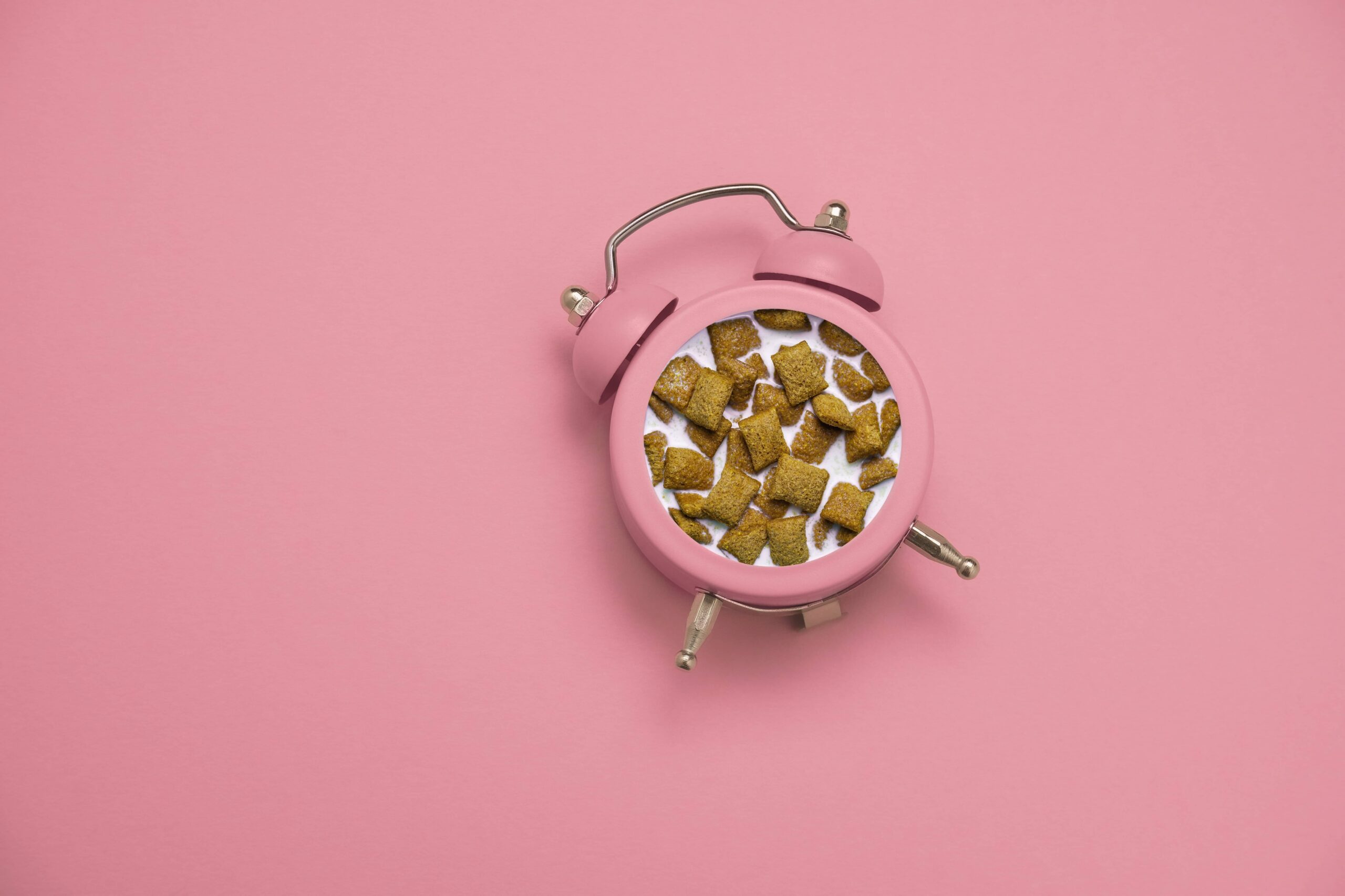 cereal inside of an alarm clock