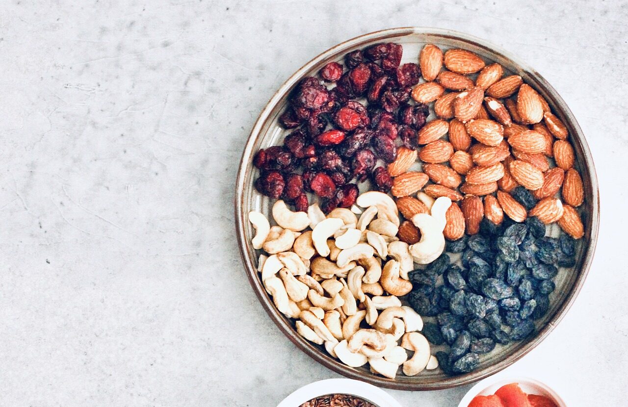 bowl of nuts and berries