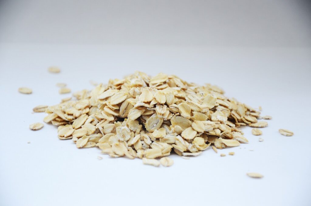 oatmeal pile on white background