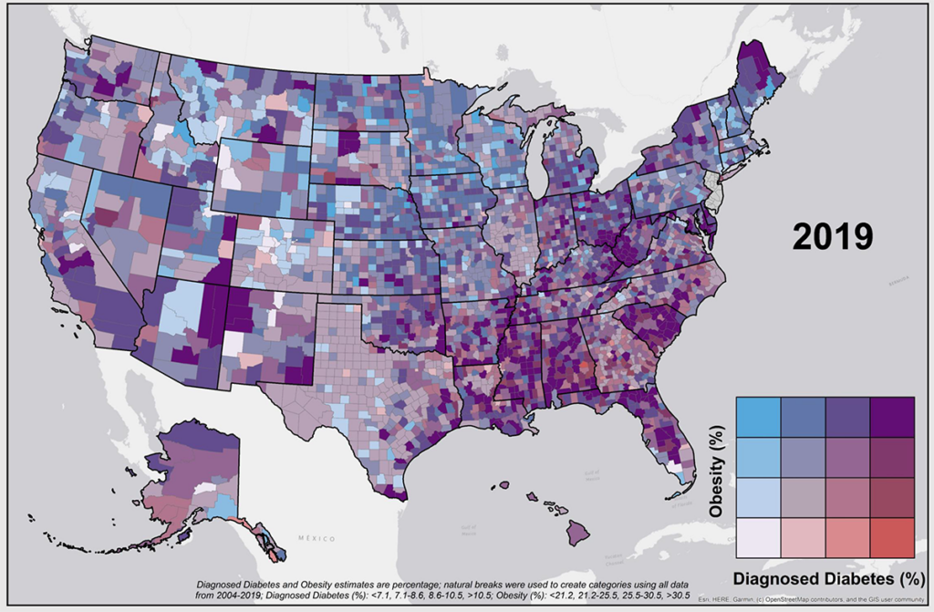 2019 obesity and diabetes map