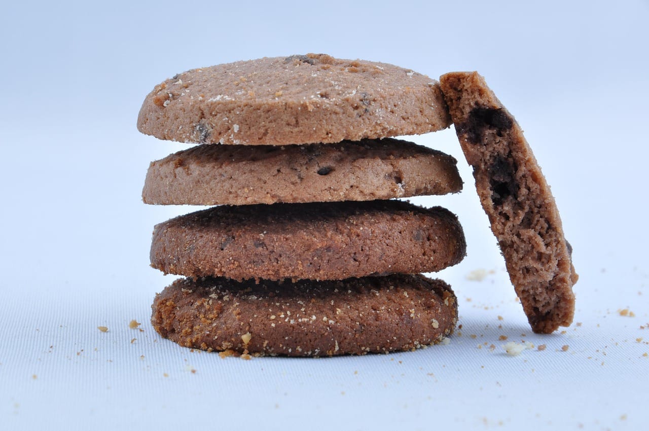 stack of cookies on white background