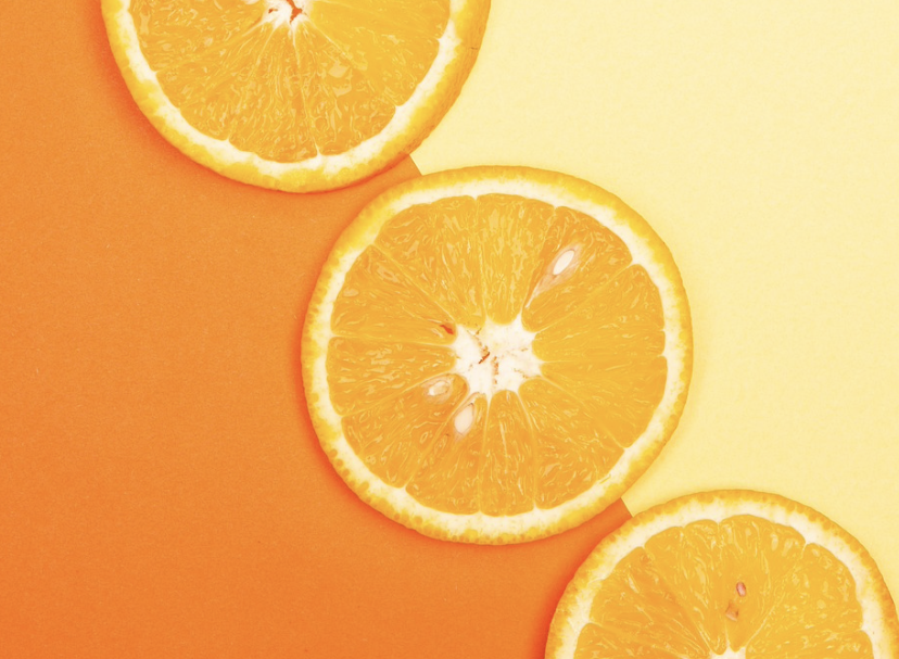 orange slice on orange background