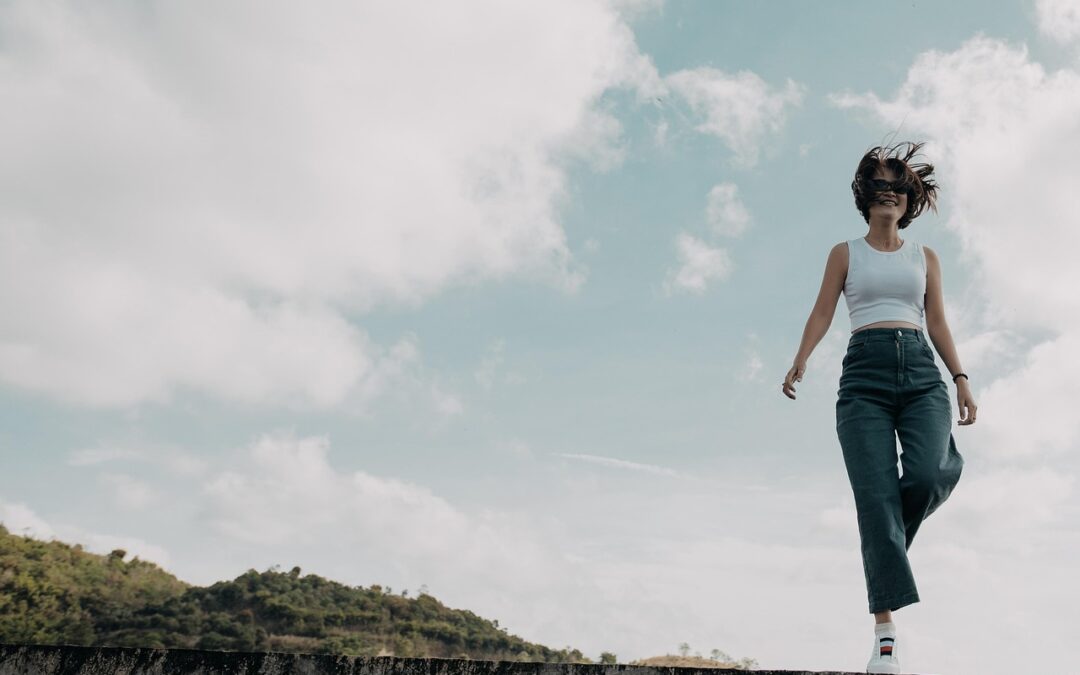 woman walking confidently