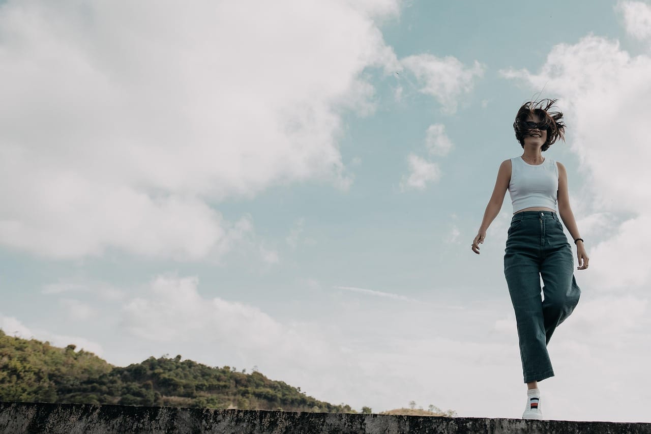 woman walking confidently