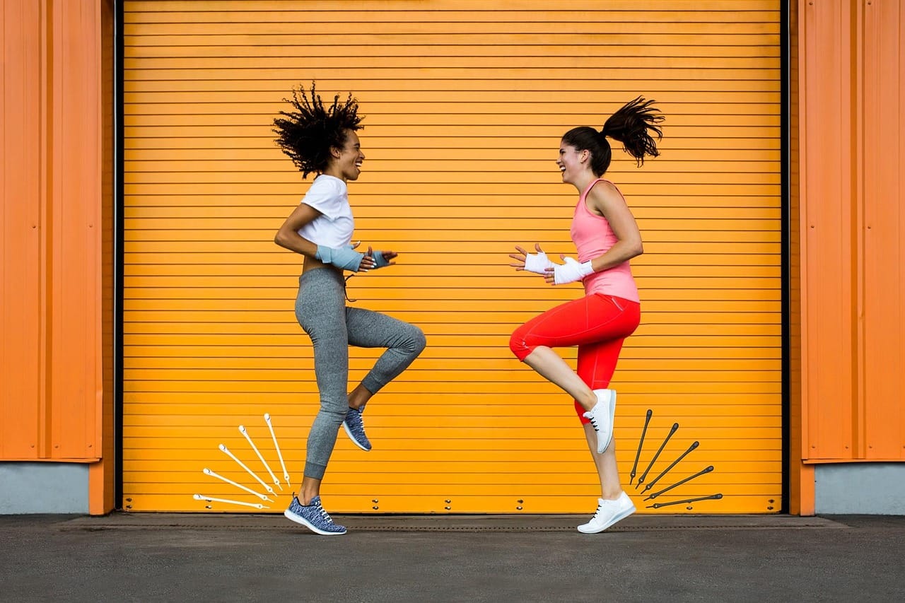 women jogging in place up-keeping health and weight loss